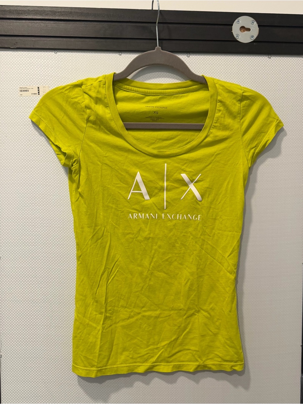 Armani Exchange Neon Lime Logo Scoop Neck Tee